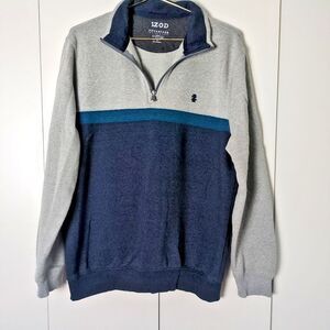 Izod Sweater Men's M Heathered Gray Soft Advantage Performance Stretch 1/4 Zip